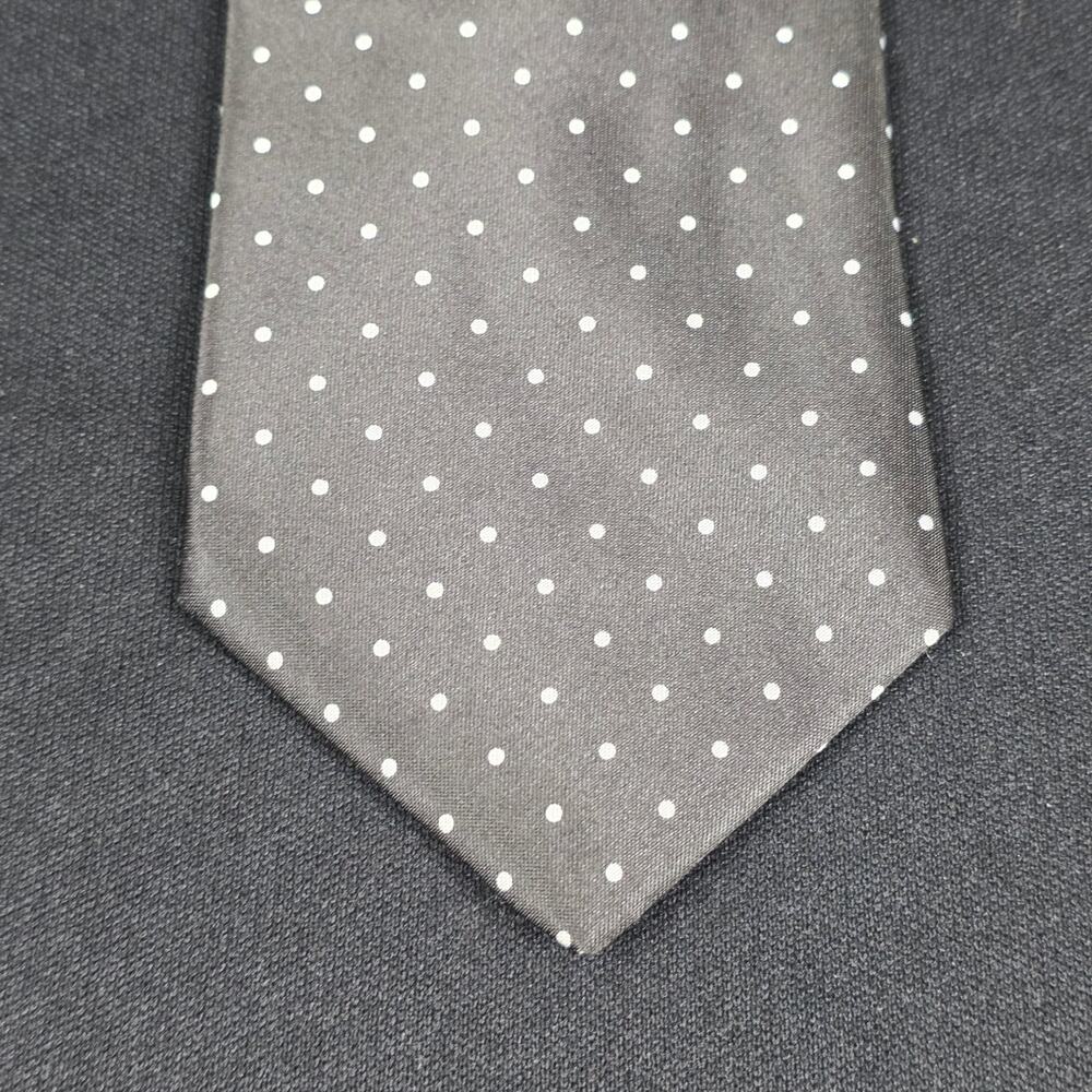 KETCH Tie Men's Dark Gray White Polka Dot 100% Polyester Classic